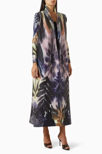 Printed Abaya in Stretch Plisse