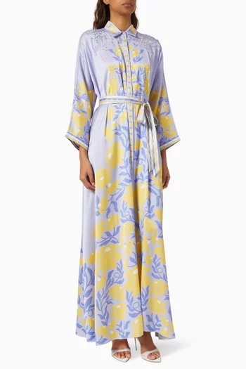 All-over Floral-print Maxi Dress in Satin