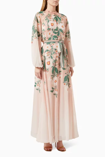 Skye Belted Maxi Dress in Chiffon