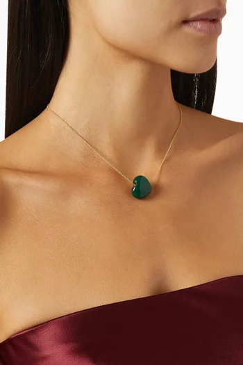 قلادة بحجر كوارتز على شكل قلب معدن مطلي ذهب