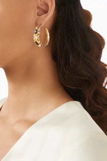 أقراط ميلتد مزينة بلؤلؤ وأحجار كريمة معدن مطلي ذهب عيار 18