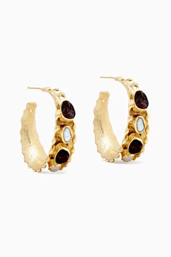 أقراط ميلتد مزينة بلؤلؤ وأحجار كريمة معدن مطلي ذهب عيار 18