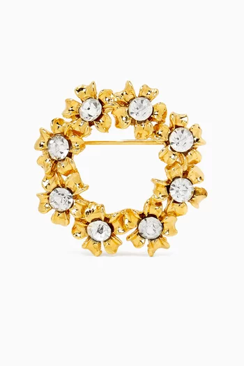1980s Rediscovered Vintage Wreath Crystal Brooch