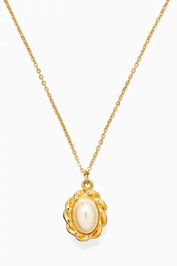 1990s Vintage Edwardian Necklace in Gold-plated Brass