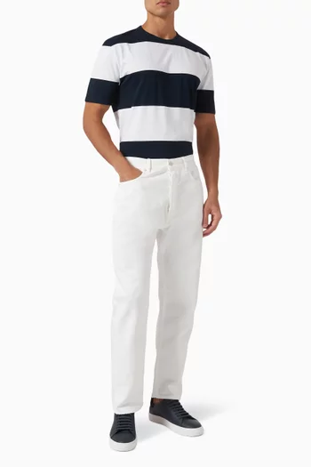 تي شيرت مزين بخطوط عريضة قطن ولايوسيل