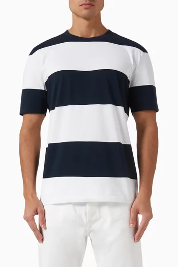 تي شيرت مزين بخطوط عريضة قطن ولايوسيل