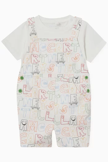 Printed Dungarees in Organic Cotton