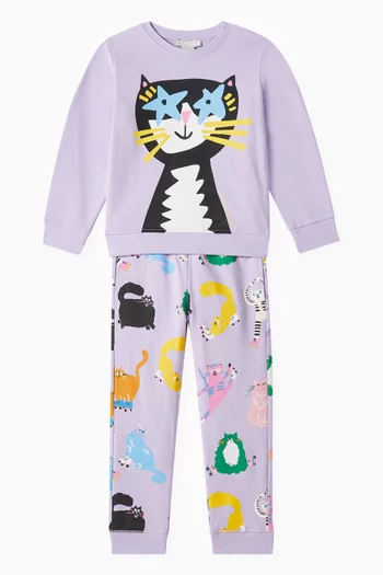 Cat Printed Sweatshirt in Organic Cotton