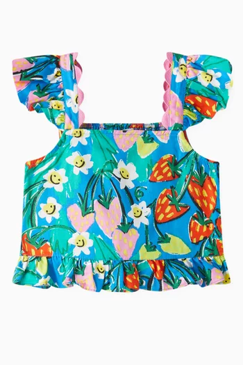 Strawberry Ruffled Top in Organic Cotton