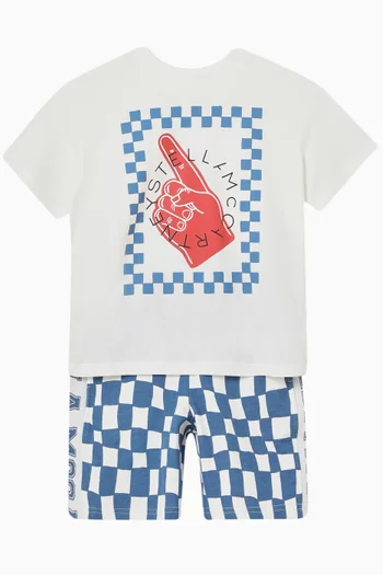 Checked Sweatshorts in Cotton