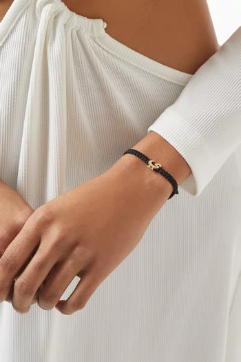Arabic Letter "Yaa" Fabric Bracelet in 18kt Yellow Gold