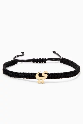 Arabic Letter "Yaa" Fabric Bracelet in 18kt Yellow Gold