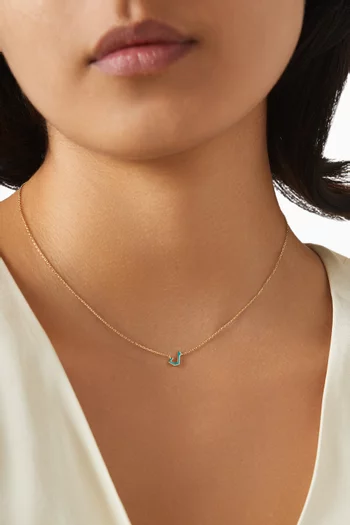 XS Oula Arabic Letter 'Lam/L' Enamel Pendant Necklace in 18kt Gold