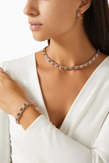 1980s Rediscovered Crystal Necklace, Earrings & Bracelet Set