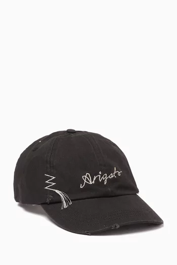 Seam Distressed Cap in Denim