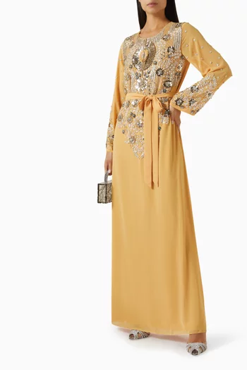 Bead-embellished Belted Kaftan