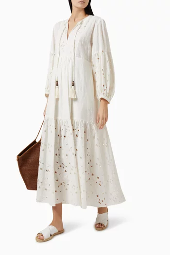 Broderie Maxi Dress in Cotton