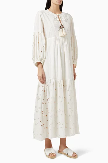 Broderie Maxi Dress in Cotton