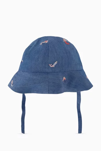 Embroidered Mermaid Bucket Hat in Viscose