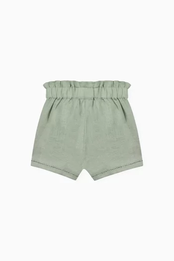 Gathered Shorts in Linen
