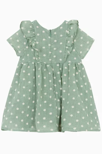 Floral-embroidered Dress in Cotton-blend