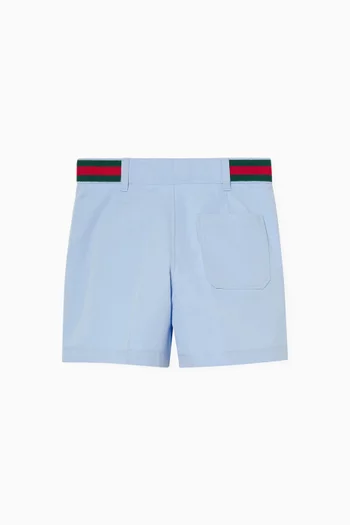 Web-detail Shorts in Cotton Poplin