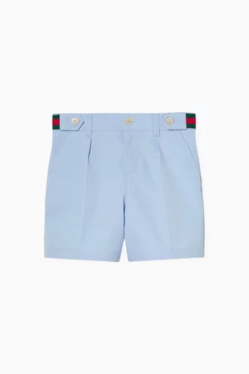 Web-detail Shorts in Cotton Poplin