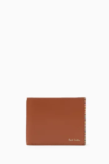 Signature Stripe Compact Bifold Wallet in Leather