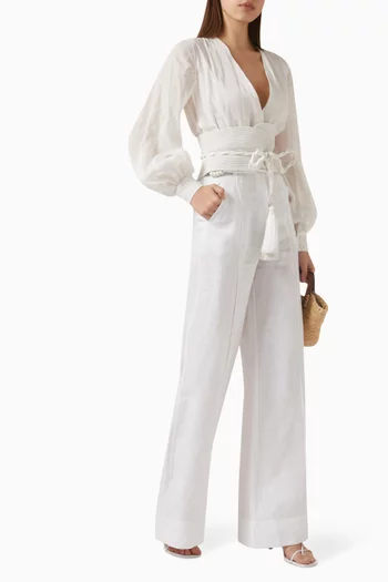 Otras Noches Wide-leg Pants in Linen