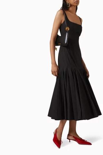 فستان اجيف متوسط الطول بوبلين