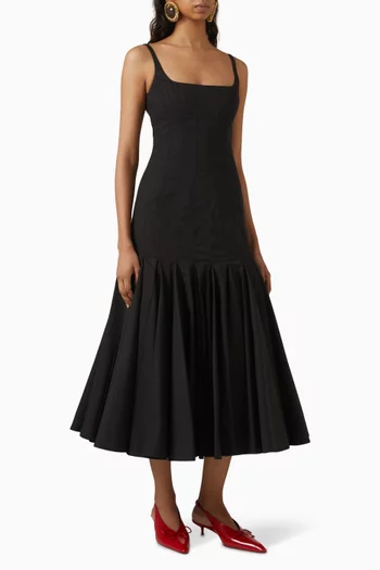 فستان اجيف متوسط الطول بوبلين