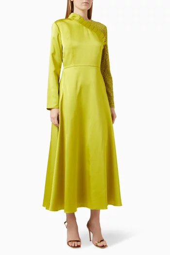 Contrast Sleeve Maxi Dress