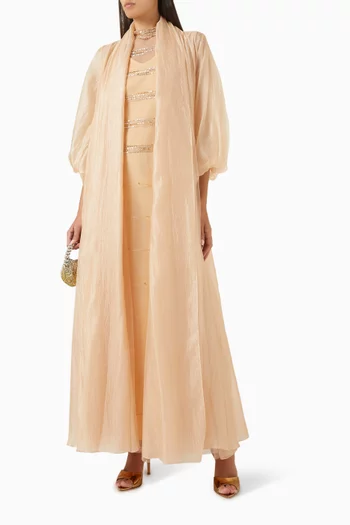 Beaded 3-piece Abaya Set in Organza & Tulle