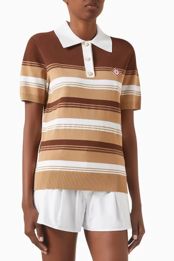 Chicano Striped Polo Shirt in Viscose-blend