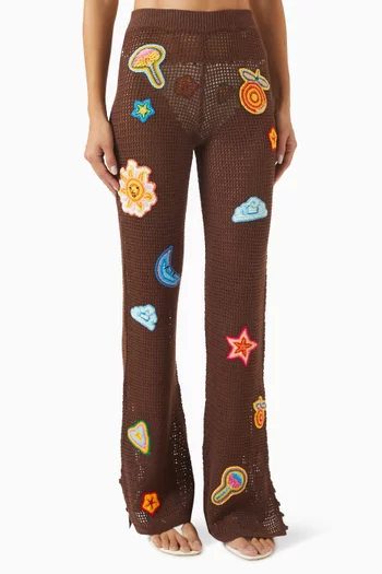 Crochet Patches Pants in Cotton-blend