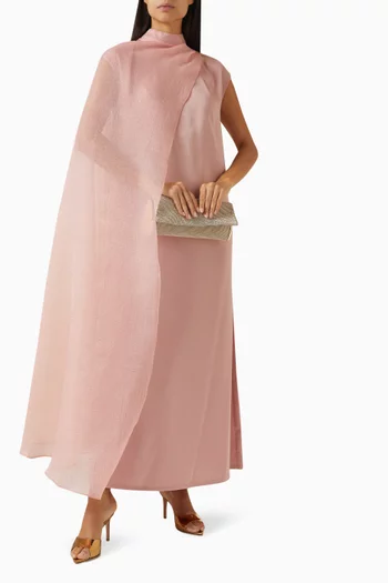 Asymmetrical Scarf Maxi Dress in Organza