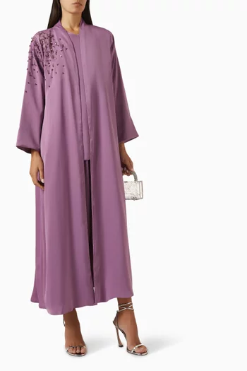 4-piece Bead Embellished Abaya Set
