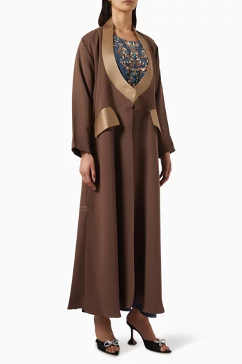 Panel-cut Embroidered Abaya Set in Crepe