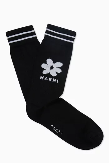 Flower Logo Socks in Cotton-blend
