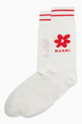 Flower Logo Socks in Cotton-blend
