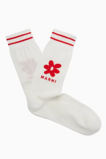 Flower Logo Socks in Cotton-blend