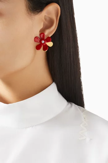 Flower Pop Enamel Earrings in Metal