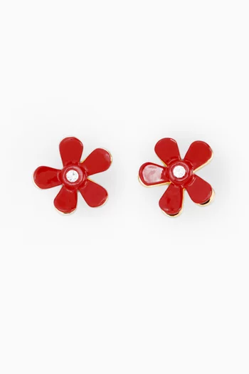 Flower Pop Enamel Earrings in Metal