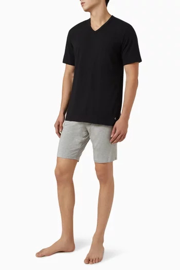 طقم تي شيرت بفتحة رقبة على شكل حرف V‏ جيرسيه مايكرو مطاطي، 3 قطع