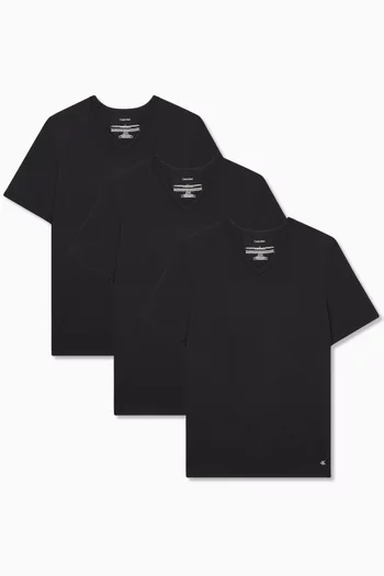 طقم تي شيرت بفتحة رقبة على شكل حرف V‏ جيرسيه مايكرو مطاطي، 3 قطع