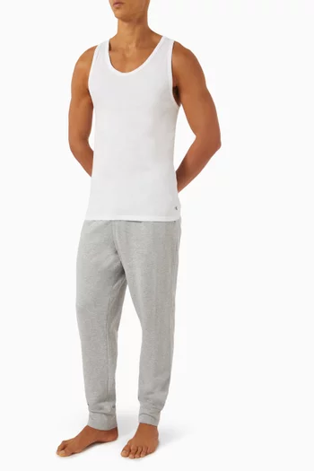 طقم تي شيرت بلا أكمام للبيت قطن مطاطي، 3 قطع