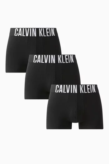 طقم بوكسر إنتنس بشعار الماركة قطن مطاطي، 3 قطع