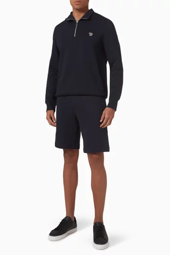 سويت شيرت بسحّاب قصير وشعار زيبرا قطن عضوي