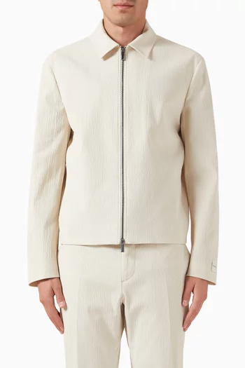 Zip Jacket in Seersucker-cotton