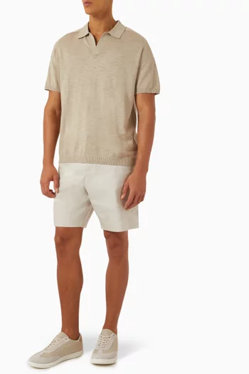 Knitted Polo Shirt in Cotton Slub